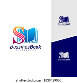 S inicial con plantilla vectorial de diseño del logotipo del libro, Concepto de diseño del libro de ilustraciones, símbolo de icono