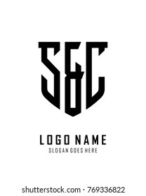 Initial S & C abstract shield logo template vector
