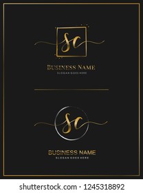 Initial S C SC handwriting logo vector. Letter handwritten logo template.