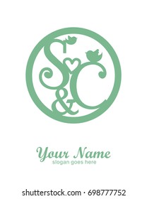 Initial S & C wedding logo template vector