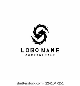 initial s and chainsaw logo on white background
