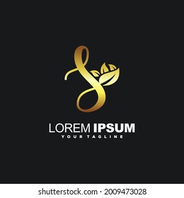 initial S decorative leaf luxury logo design vector