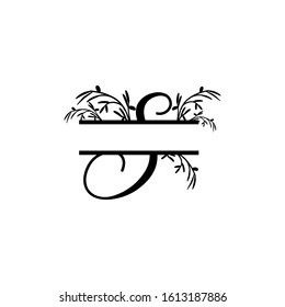 Initial s decorative plant monogram split letter vector