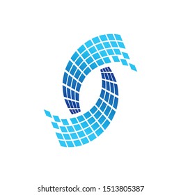 Initial S Digital Balance Fragment Blocks Graphic