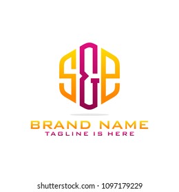 Initial S and E abstract logo template vector