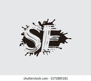 Initial S, E and SE flat splatter logo icon. Abstract ink splash design.