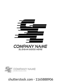 Initial S E speed line logo template vector