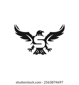Initial S With Eagle Logo Design Vector Illustration.. EPS 10