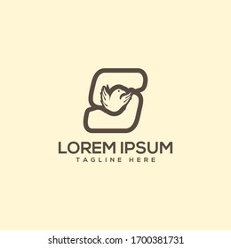 initial S eagle logo luxury linked premium design template elements.