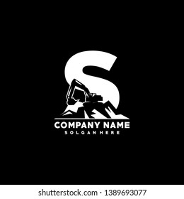 Initial S excavator logo concept template vector