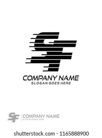 Initial S F speed line logo template vector