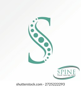 Initial S font cut swoosh with spine symbol medical pain care massage center logo design graphic concept creative premium vector stock image top sell