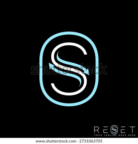 Initial S font line with arrow up down exchange to circular recycle direction logo design graphic concept creative premium vector stock image top sell