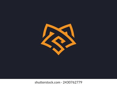 Initial S Fox head logo design template element, vector illustration