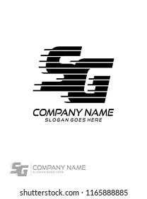 Initial S G speed line logo template vector