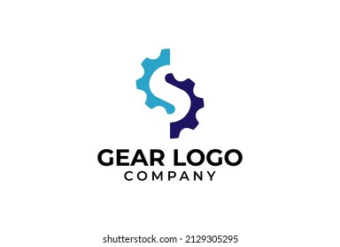 Initial S Gear Logo negative space letter S  from two gear combination vector illustration