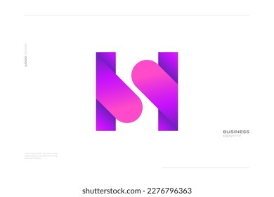 Diseño inicial de los logotipos S y H con el concepto de espacio negativo y el estilo de gradiente colorido. Logotipo de letra HS o SH