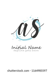 Initial A S handwriting logo with circle vector template