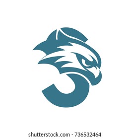 Initial S Hawk Face Aqua Color  