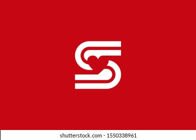 Initial S with Heart Letter Logo Template. Monogram Creative Alphabet S Letters icon Illustration.