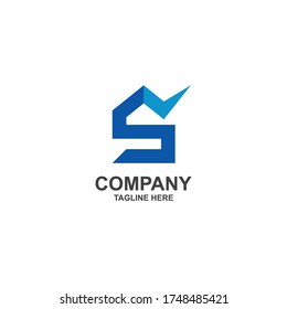 initial s with home logo design vector, icon, element, template