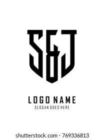 Initial S & J abstract shield logo template vector