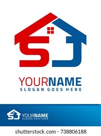 Initial S & J real estate logo template vector