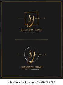 Initial S J SJ handwriting logo vector. Letter handwritten logo template.