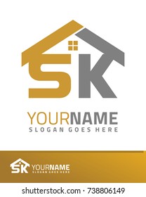 Initial S & K real estate logo template vector
