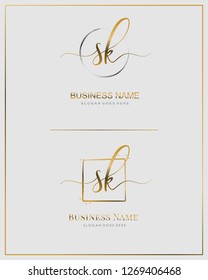 Initial S K SK handwriting logo vector. Letter handwritten logo template.