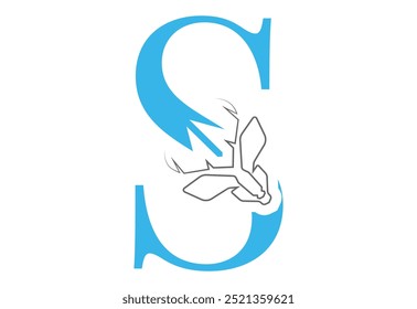 initial S  latter with Head vector logo design wild animal with horns quality stylish luxury,