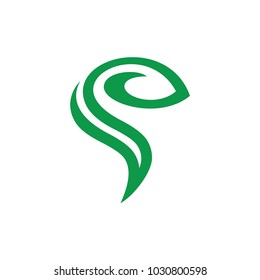 Initial S with leaf concept logo design template