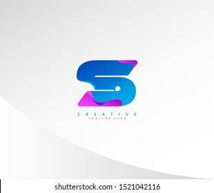 Initial S letter abstract colorful trendy creative stylized logo