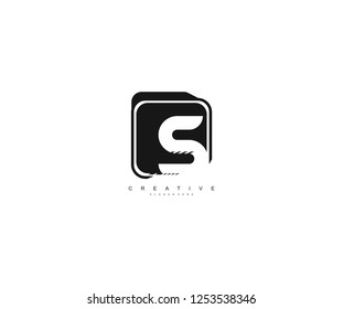 Initial S Letter Abstract Simple Black Rectangle Emblem Logotype