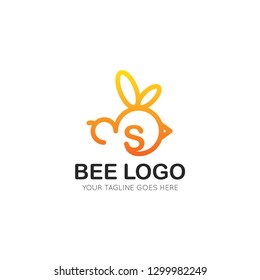 initial s letter bee logo vector illustration design template