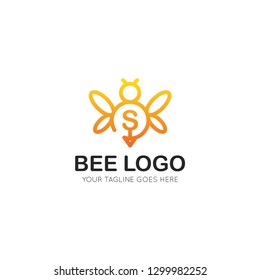 initial s letter bee logo vector illustration design template