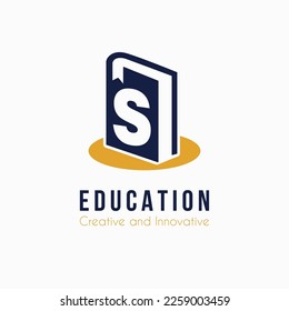 Initial S Letter with Book Icon for E Book, Library, Education, Book Store Business Logo Idea Template