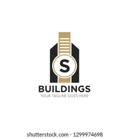 initial s letter building logo vector illustration design template