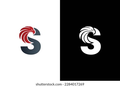 Initial S Letter Eagle Logo Icon with Creative Eagle Head. Letter S Eagle Logo Vector Illustration Design