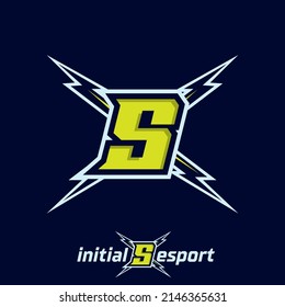 Initial S letter esport logo illustration, esport mascot gamer team work design, streamer logo