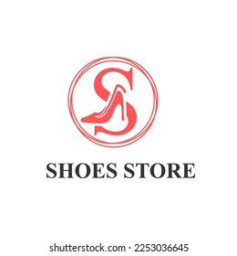 Initial S Letter with Female Shoes High Heels for Ladies Shoes Store, Shoes Fashion Company Logo Idea Template