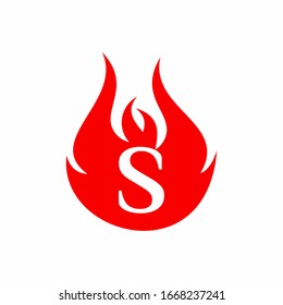 Initial S Brief Feuerlogo, Vektorillustration Design.