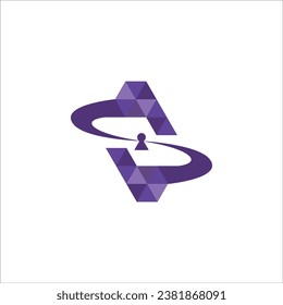 initial S letter with hole key connected with triangulation art style logo design