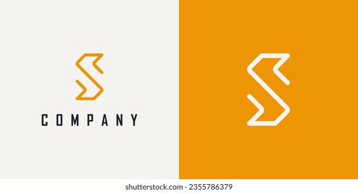 Initial S Letter Infinity Logo. White Geometric Line Arrow isolated on Dual Background. Flat Vector Logo Design Template Element for Business and Branding Logos. 