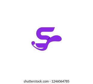 Initial S Letter Isolated Abstract Swoosh Liquid Proton Purple Color Design Logo