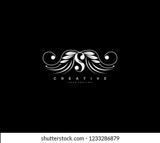 Initial s letter linked luxury beauty flourishes ornament monogram logo