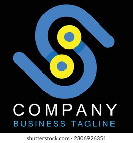 Initial S letter logo with blue and yellow color combination