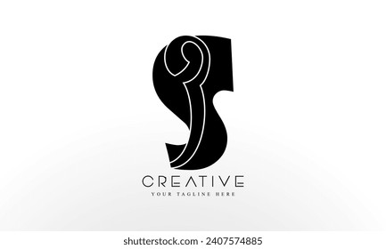 Initial S Letter Logo Design and Cutted Serif Font.