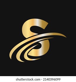 Initial S letter logo with luxury concept. Modern S Logo Design based alphabet business logotype gold color