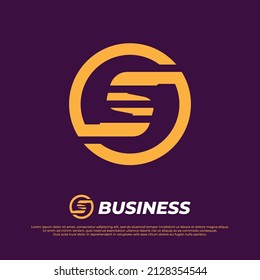 Initial S Letter Logo, Monogram futurism logo design style isolated on dark background. minimalist type for modern
